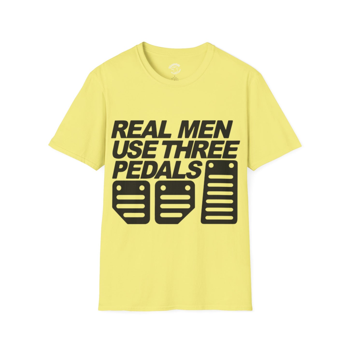 Real Men Use Three Pedals - Unisex Softstyle T-Shirt