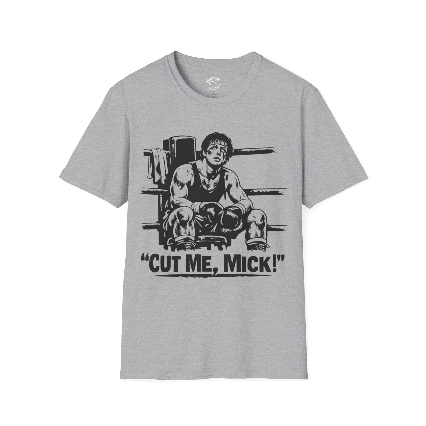 Rocky-Inspired Boxing Tee — "Cut Me, Mick!" Graphic T-Shirt