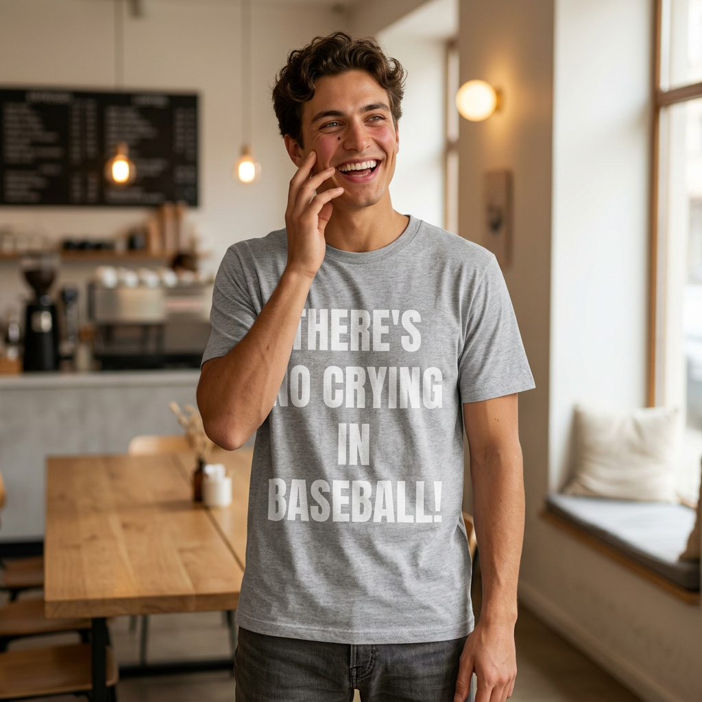 Theres No Crying in Baseball T-Shirt — Funny Baseball Movie Quote Tee