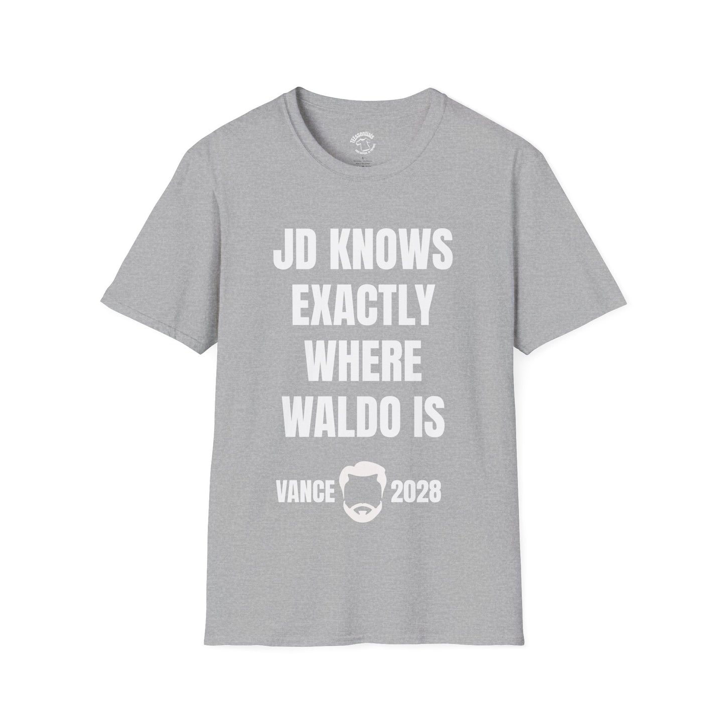 Waldo Joke T‑Shirt — "JD knows EXACTLY where Waldo is" Vance 2028