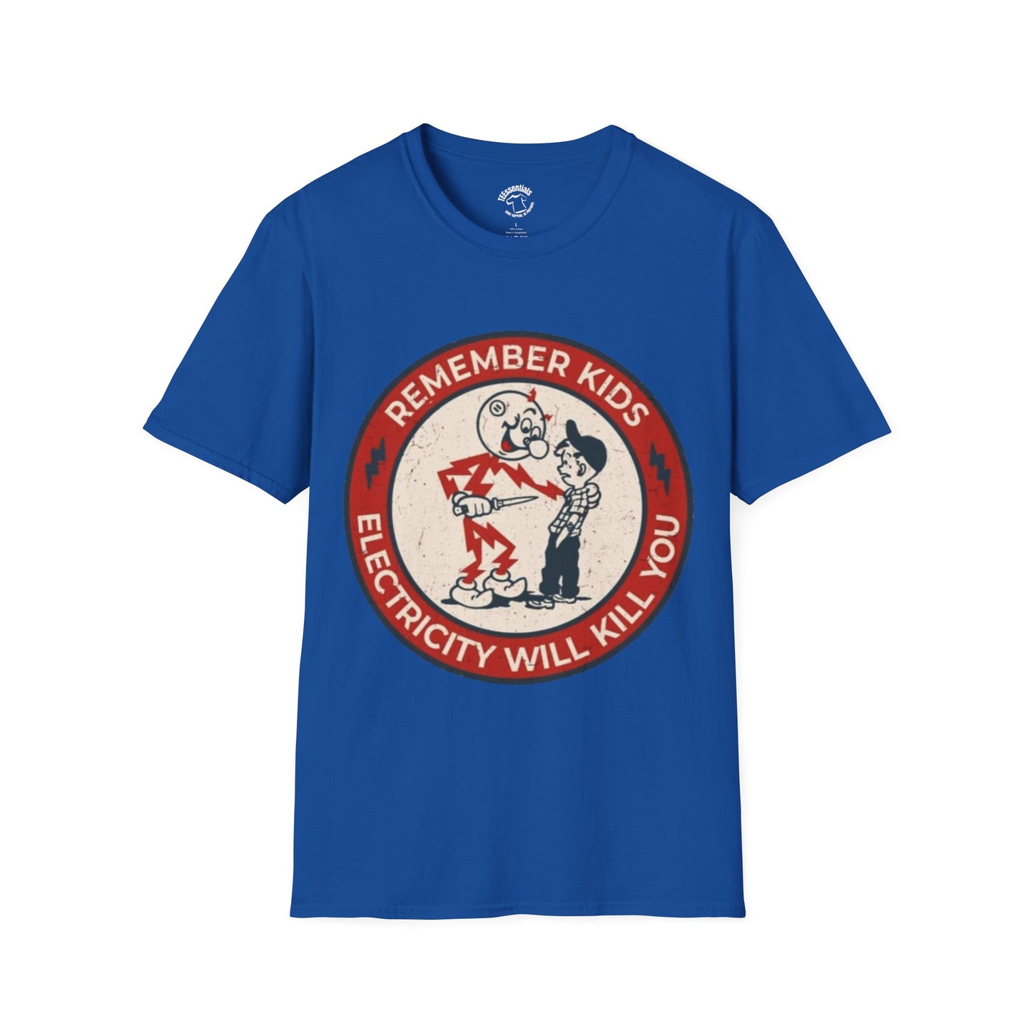 Vintage Safety Tee — “Remember Kids Electricity Will Kill You” Graphic T-Shirt