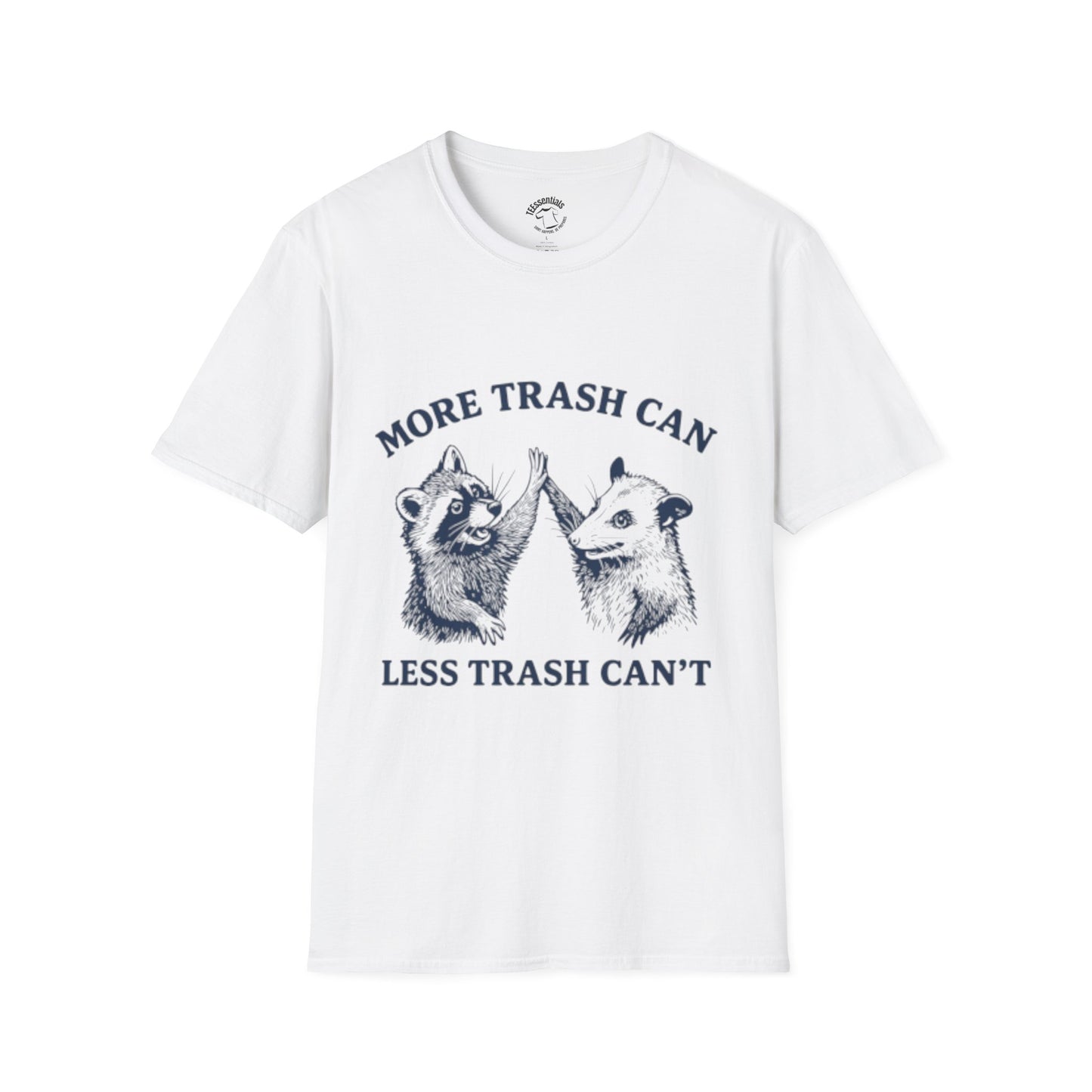 Raccoon High-Five Tee — "More Trash Can, Less Trash Can't" Funny Eco Graphic T-Shirt