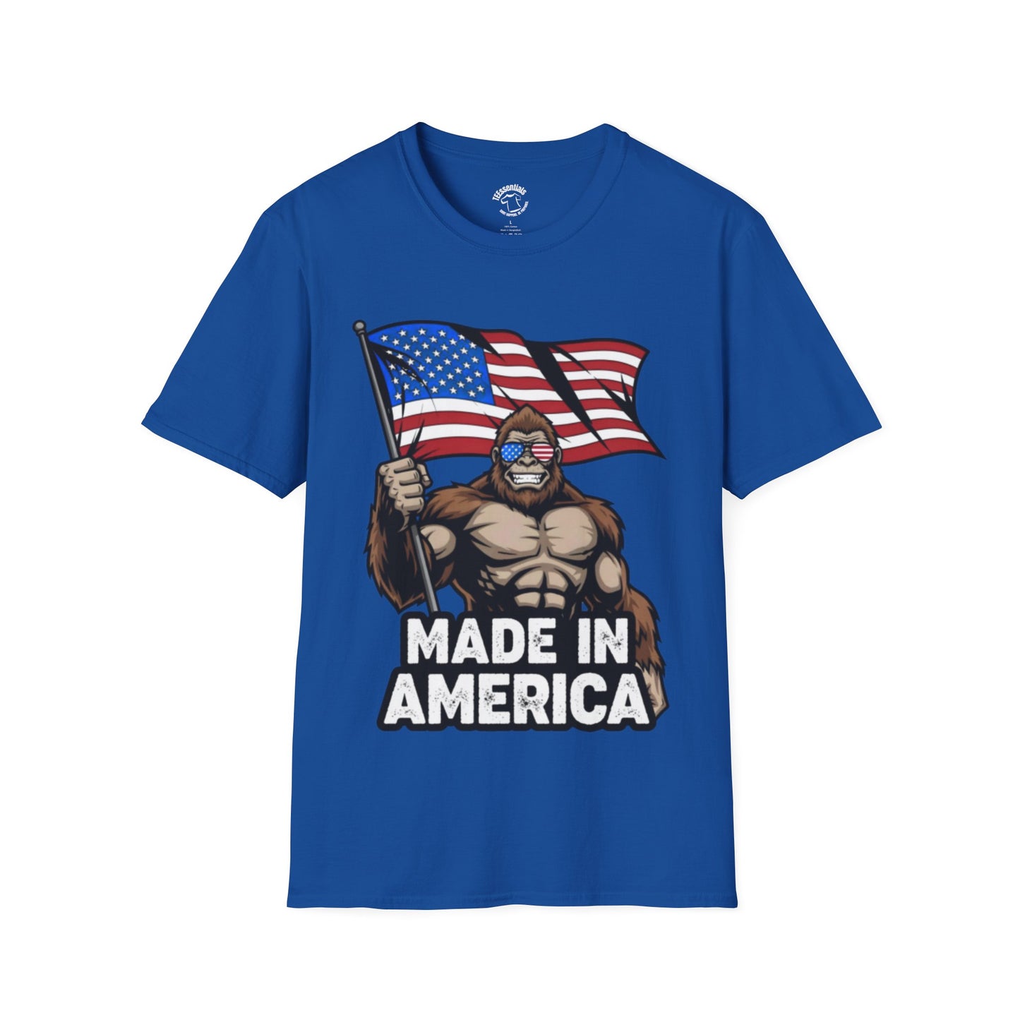 Made in America Bigfoot T-Shirt — Patriotic USA Flag Graphic Tee