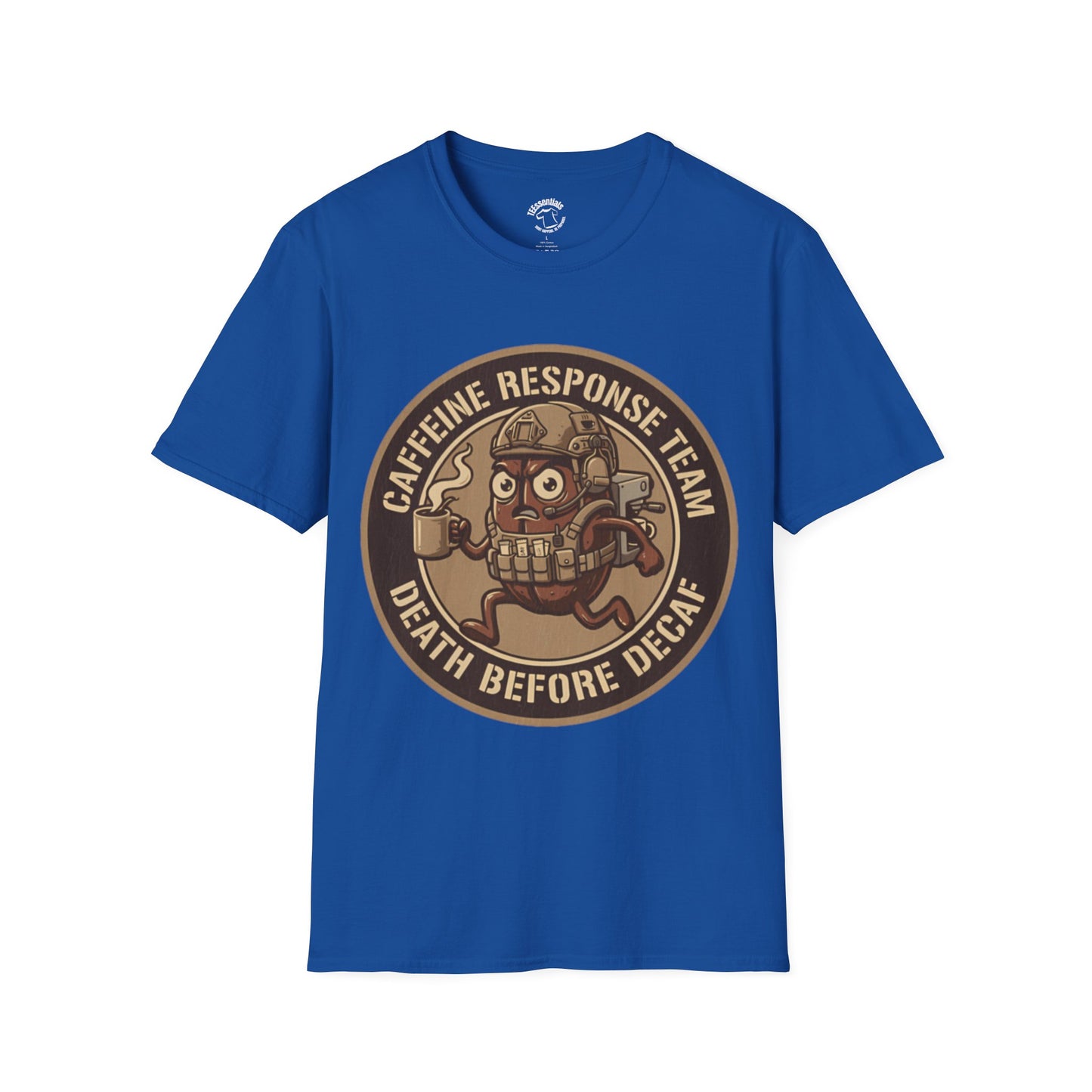 Caffeine Response Team T-Shirt – “Death Before Decaf” Coffee Skull Tee