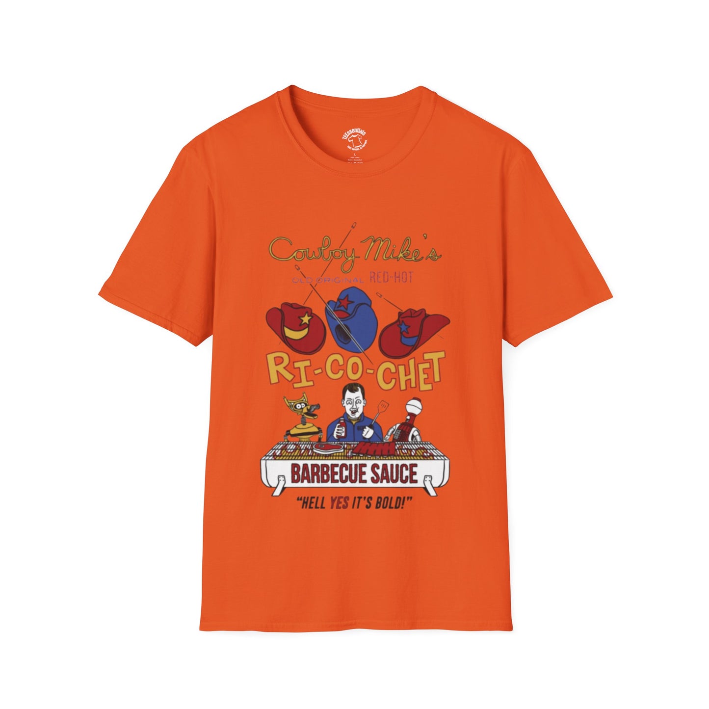 Cowboy Mike's Ri-Co-Chet Barbecue Sauce T-Shirt — Retro MST3K BBQ Graphic Tee