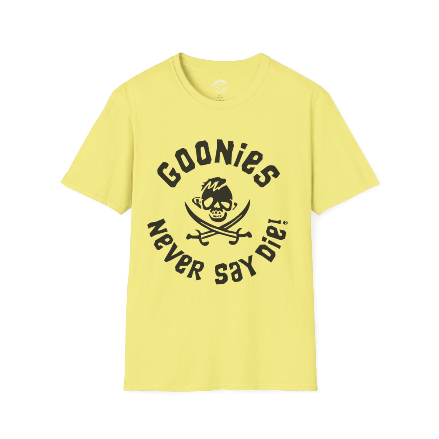 T-Shirt — "Goonies Never Say Die!" Retro Pirate Skull Tee