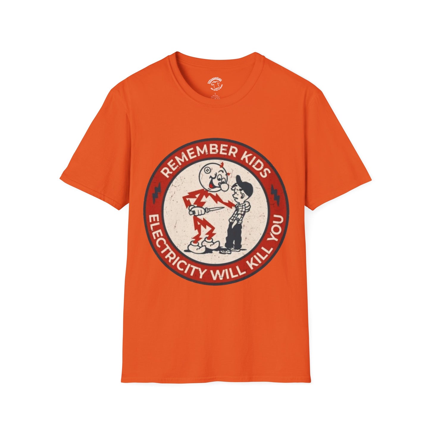 Vintage Safety Tee — “Remember Kids Electricity Will Kill You” Graphic T-Shirt