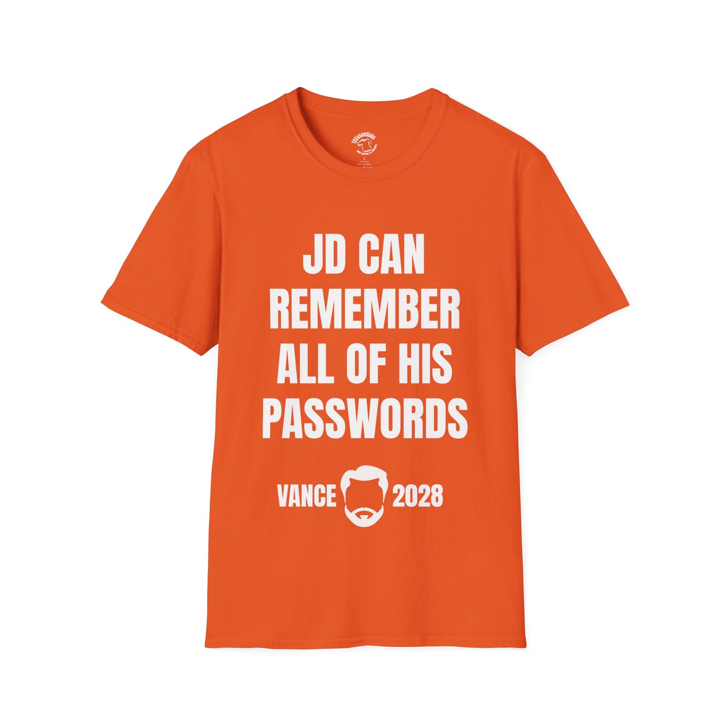 Funny Political Tee - "JD Can Remember All Of His Passwords" Vance 2028