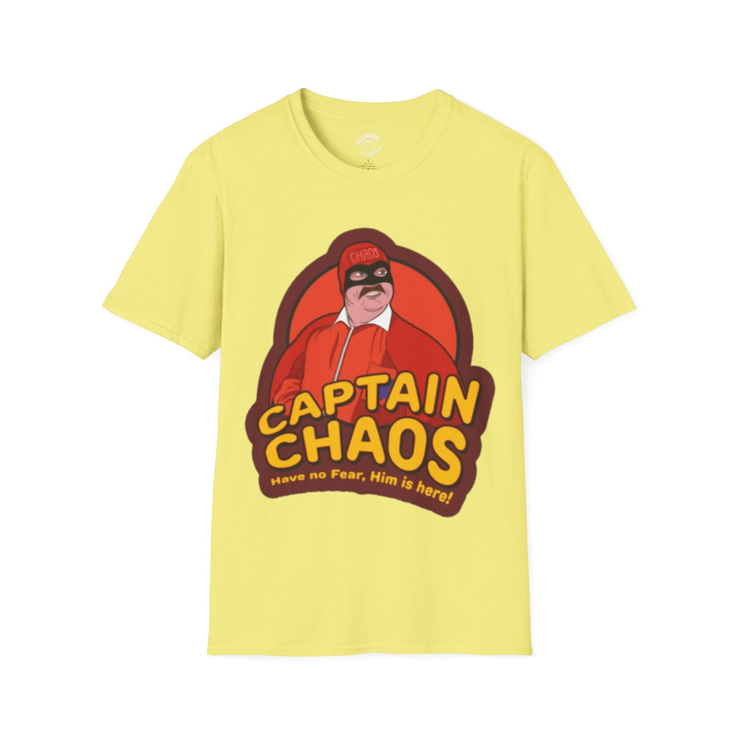 Captain Chaos Graphic T-Shirt — 'Have No Fear, Him is Here!' Retro Superhero Tee