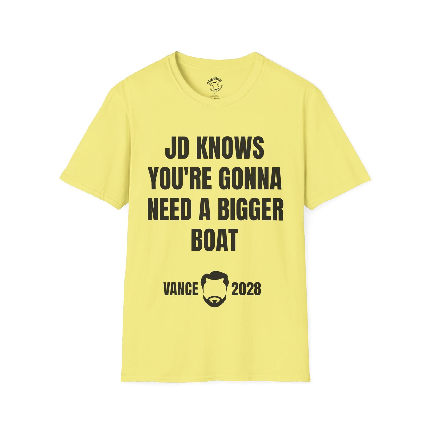 Political Campaign T-Shirt — "JD Knows You're Gonna Need a Bigger Boat" Vance 2028