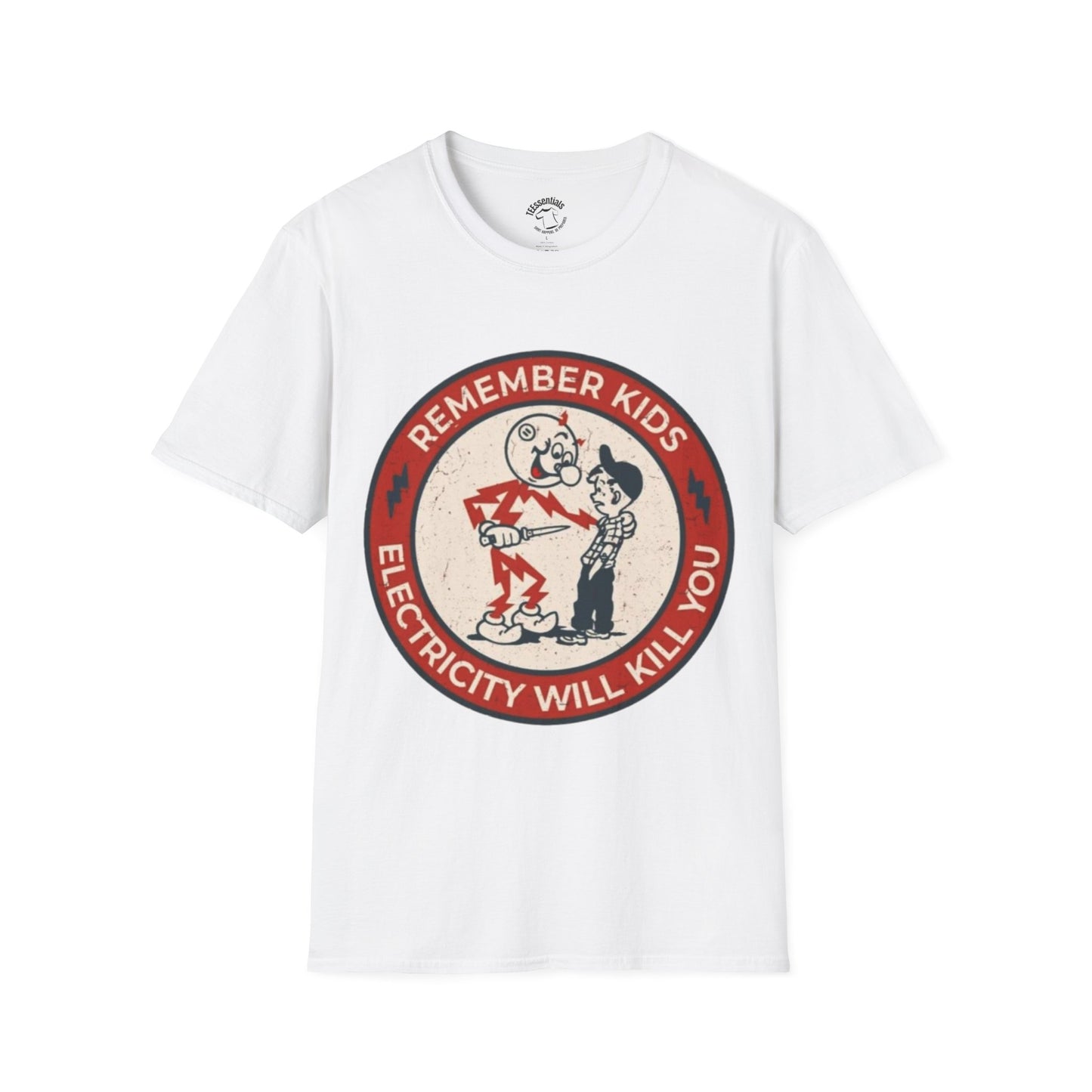 Vintage Safety Tee — “Remember Kids Electricity Will Kill You” Graphic T-Shirt
