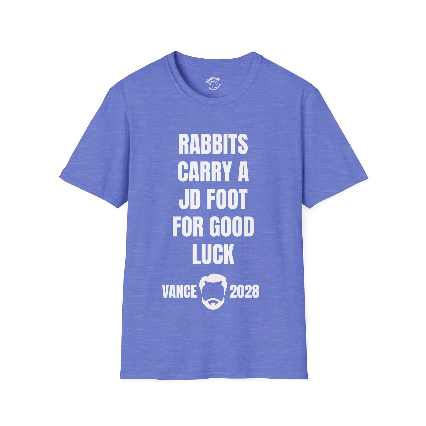 Vance 2028 Funny Political T‑Shirt — "Rabbits Carry a JD Foot for Good Luck" Graphic Tee
