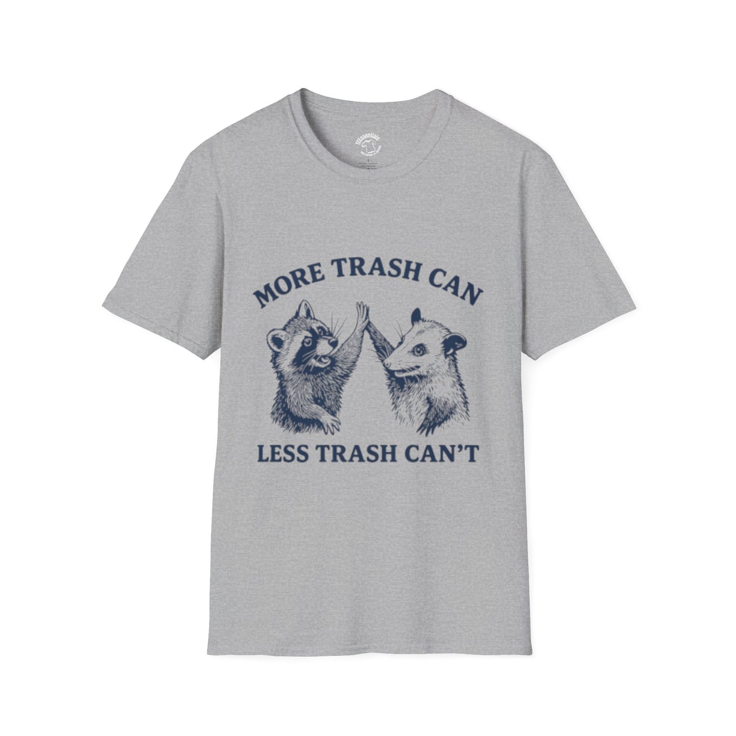 Raccoon High-Five Tee — "More Trash Can, Less Trash Can't" Funny Eco Graphic T-Shirt