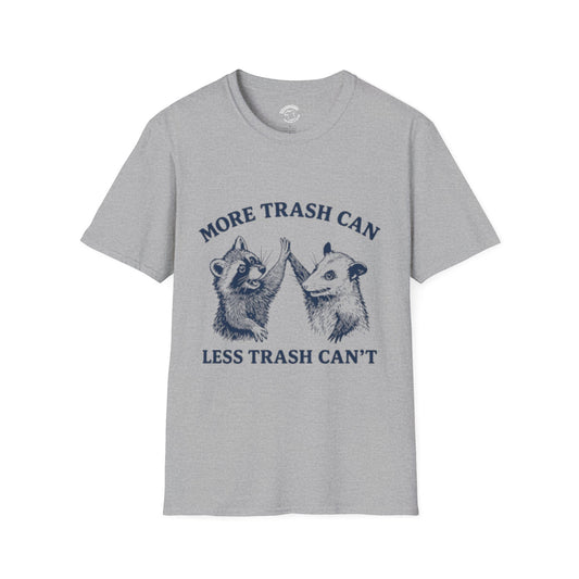 Raccoon High-Five Tee — "More Trash Can, Less Trash Can't" Funny Eco Graphic T-Shirt