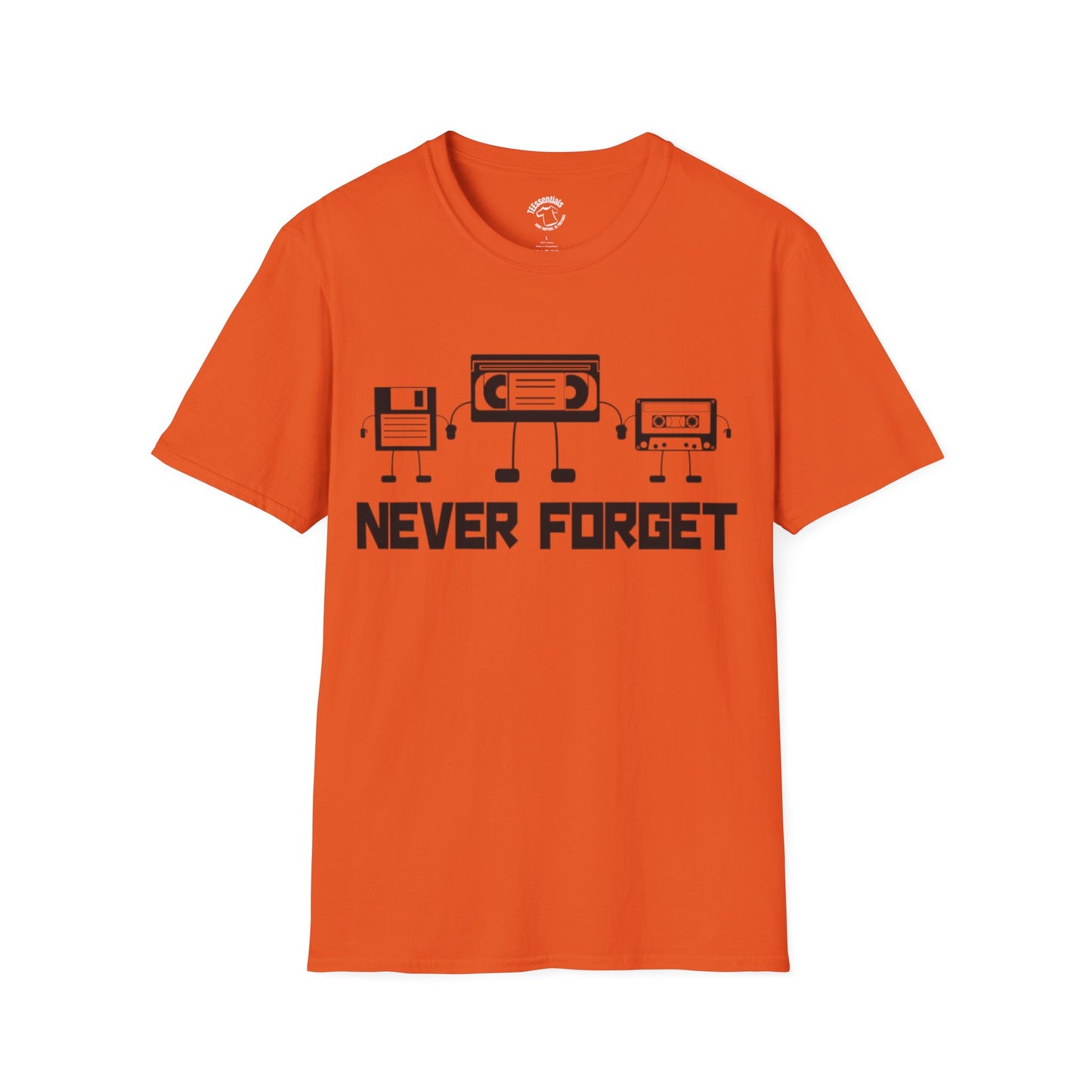 Retro Cassette T-Shirt — "Never Forget" Vintage Tape Nostalgia Tee