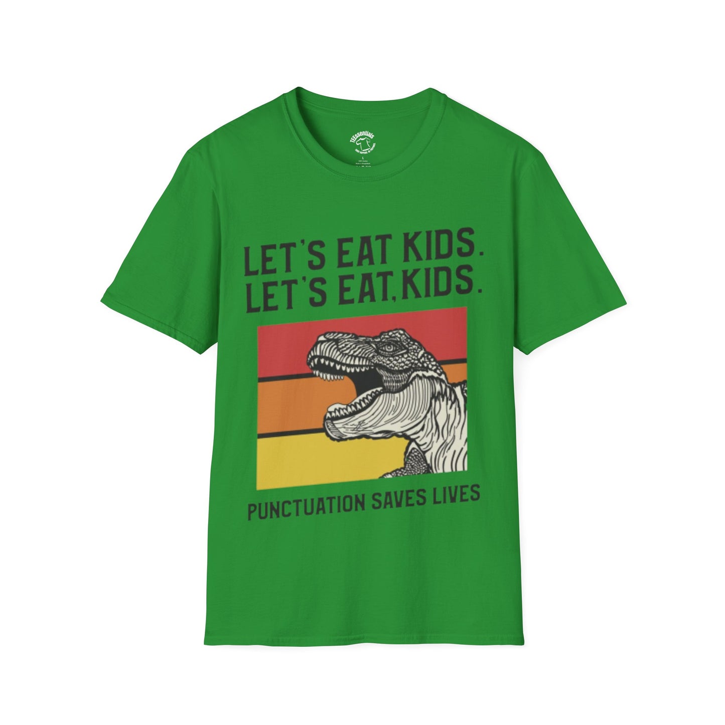 Lets Eat Kids T-Shirt — "Punctuation Saves Lives" Retro Dino Graphic Tee