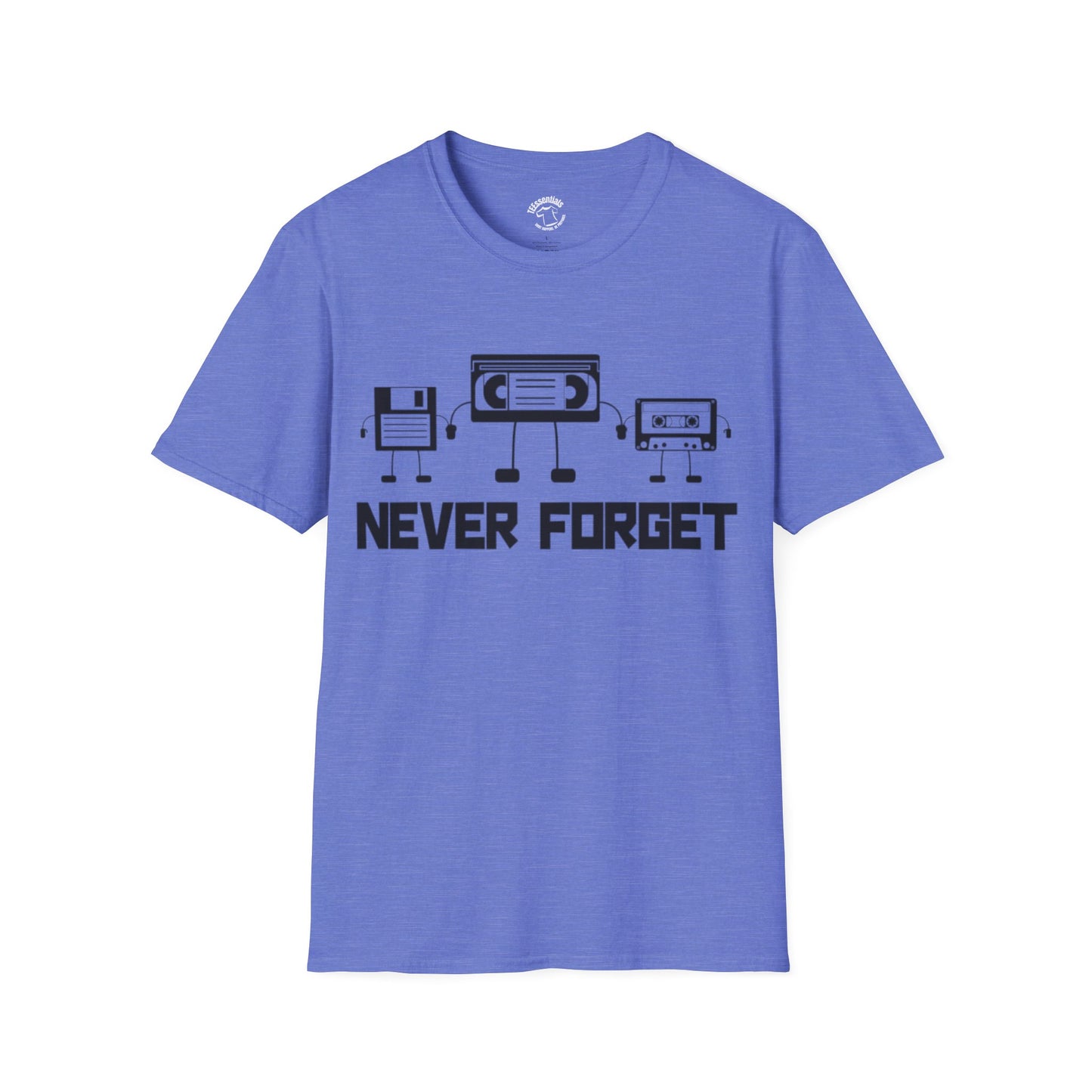 Retro Cassette T-Shirt — "Never Forget" Vintage Tape Nostalgia Tee