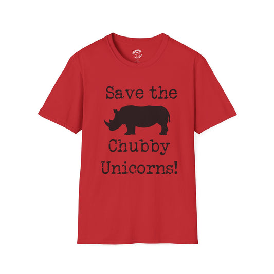 Rhino Tee — "Save the Chubby Unicorns!" Conservation Funny T-Shirt