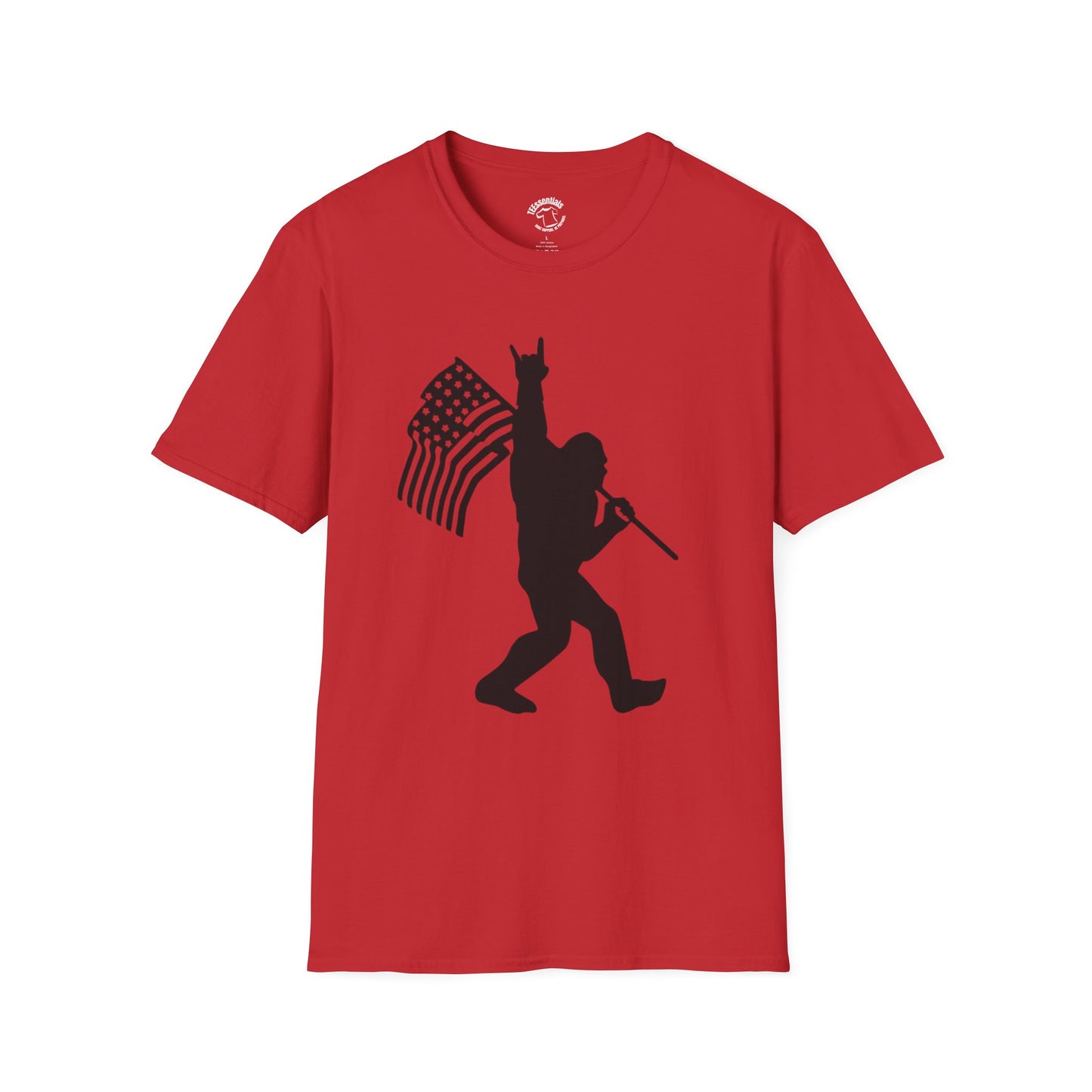 Patriotic Bigfoot Flag T-Shirt — Funny American Bigfoot Silhouette Tee