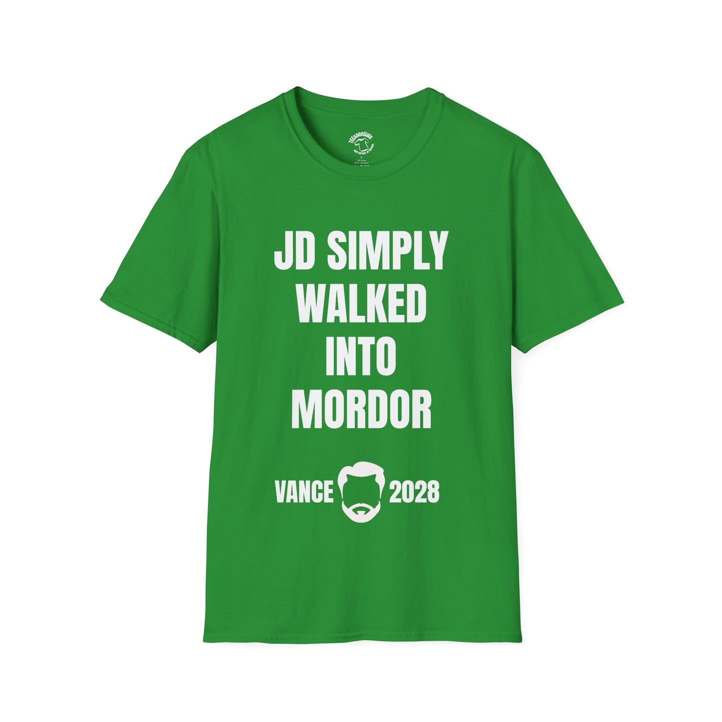 Political Slogan T-Shirt — "JD Simply Walked Into Mordor" Vance 2028 Campaign Tee