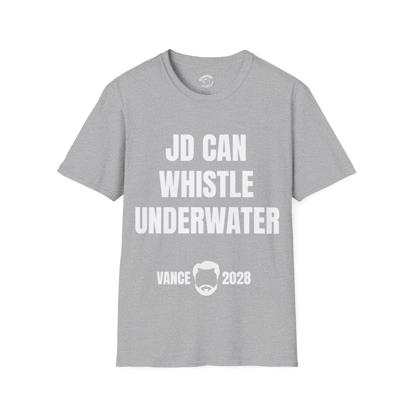 Political Tee — "JD Can Whistle Underwater" Vance 2028