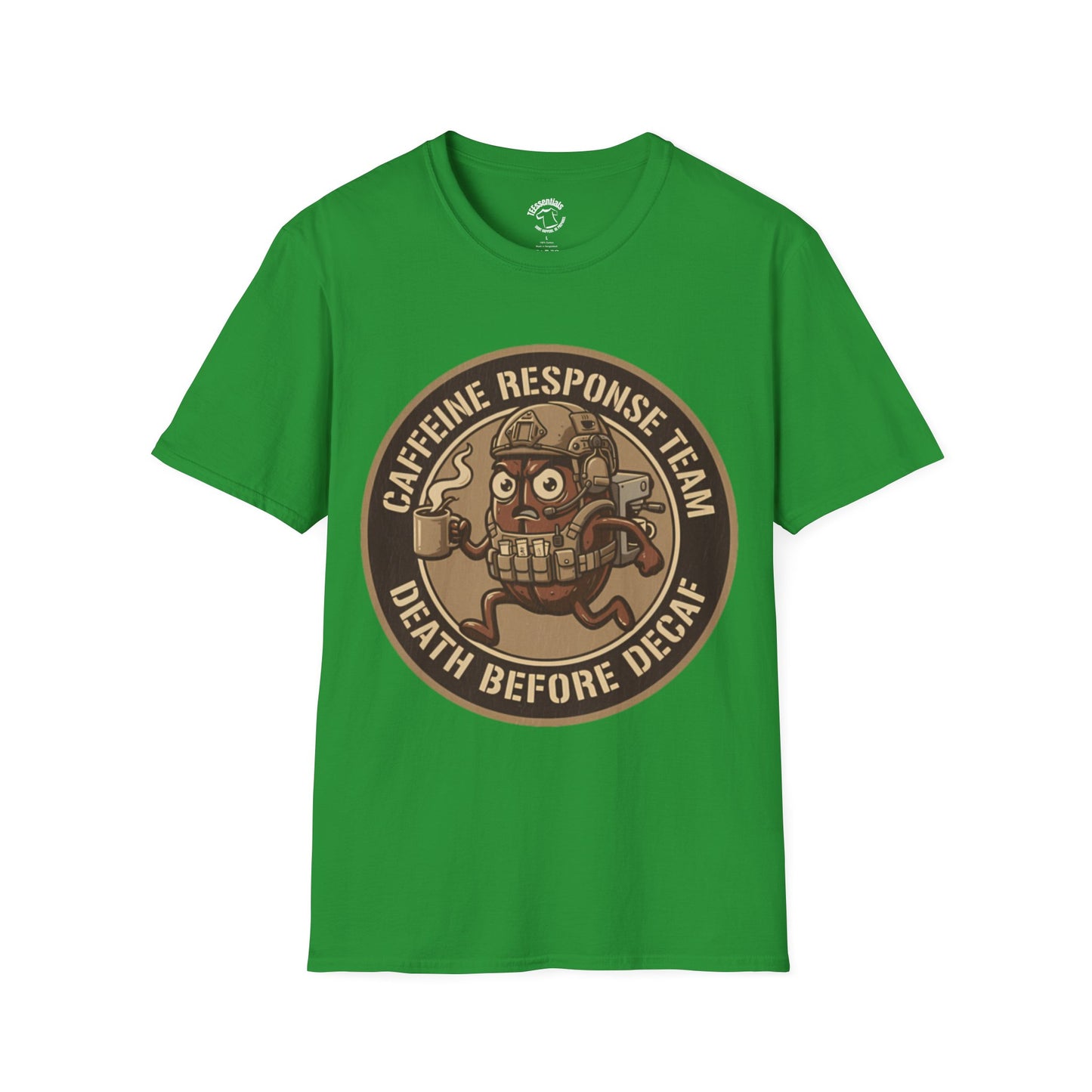 Caffeine Response Team T-Shirt – “Death Before Decaf” Coffee Skull Tee