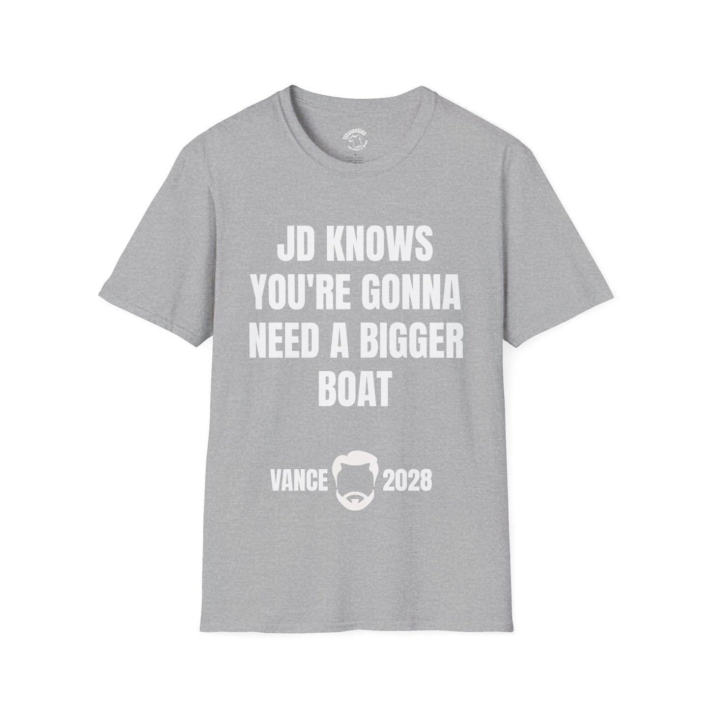 Political Campaign T-Shirt — "JD Knows You're Gonna Need a Bigger Boat" Vance 2028