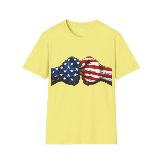 American Flag Fist Bump T-Shirt — Patriotic USA Tee