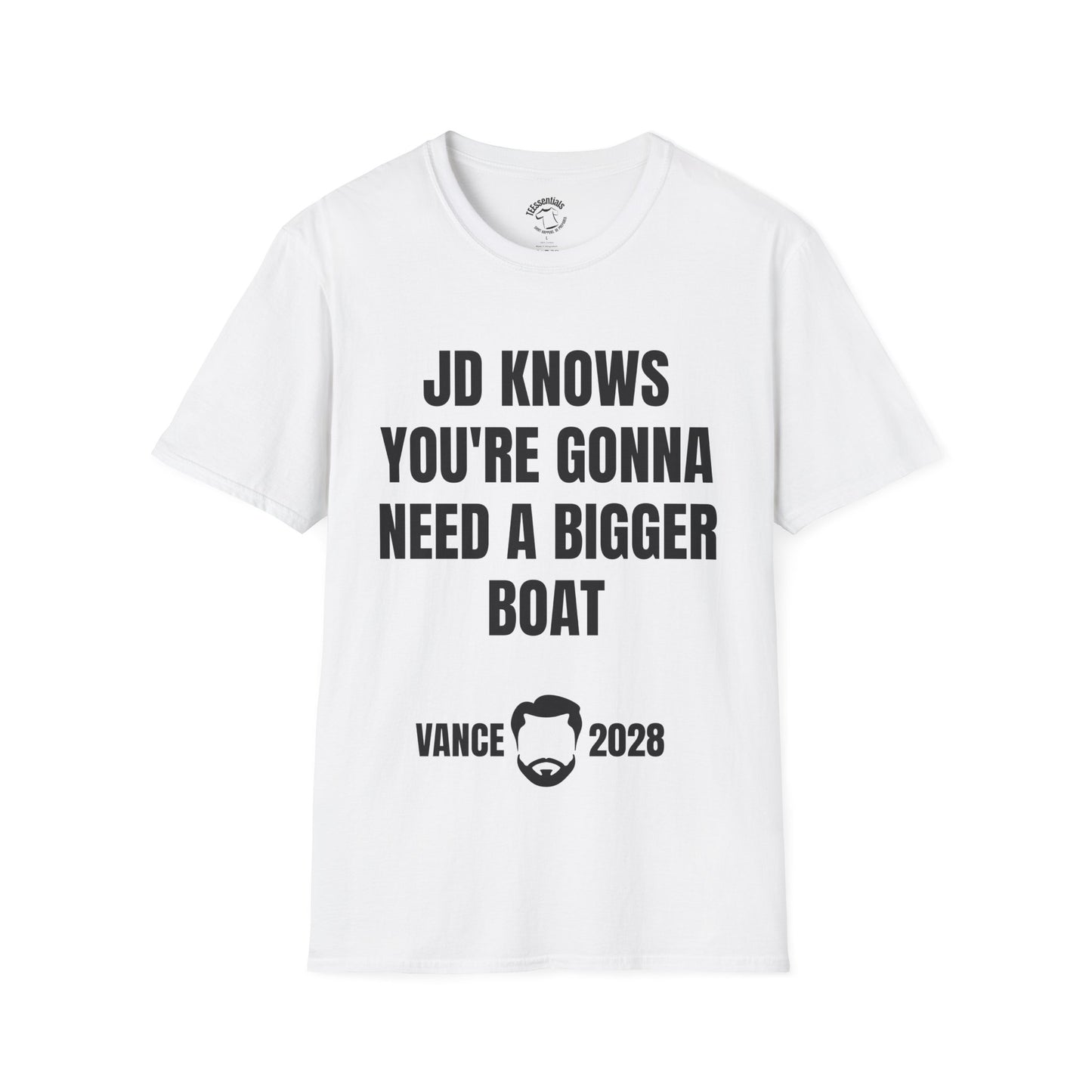 Political Campaign T-Shirt — "JD Knows You're Gonna Need a Bigger Boat" Vance 2028