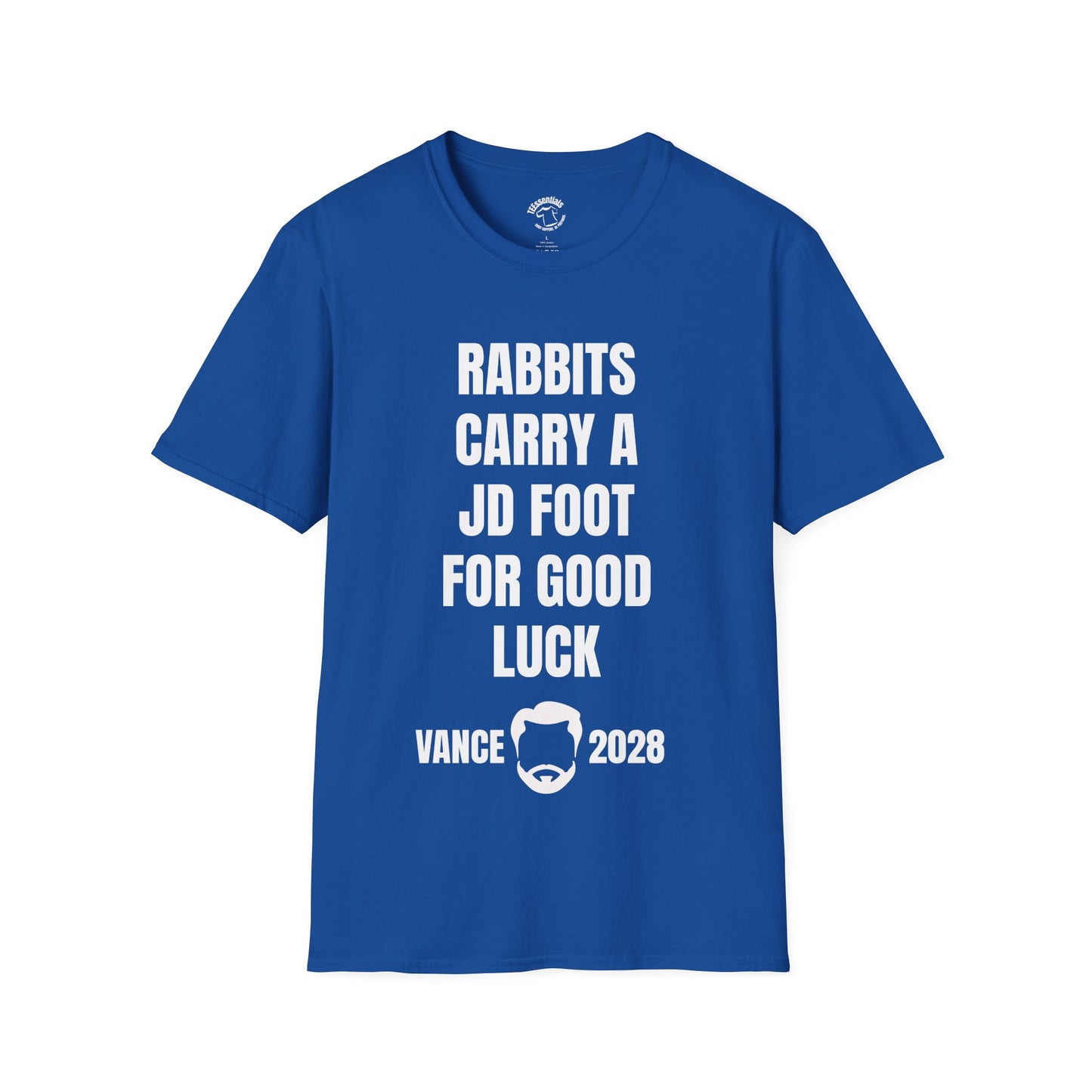 Vance 2028 Funny Political T‑Shirt — "Rabbits Carry a JD Foot for Good Luck" Graphic Tee