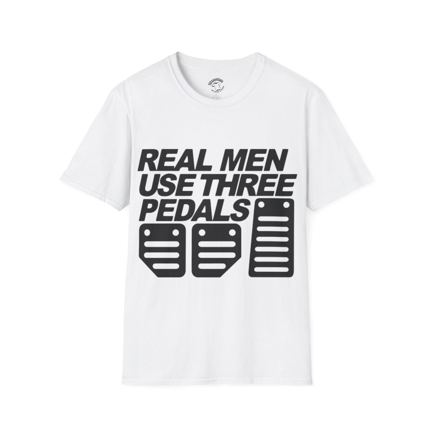 Real Men Use Three Pedals - Unisex Softstyle T-Shirt