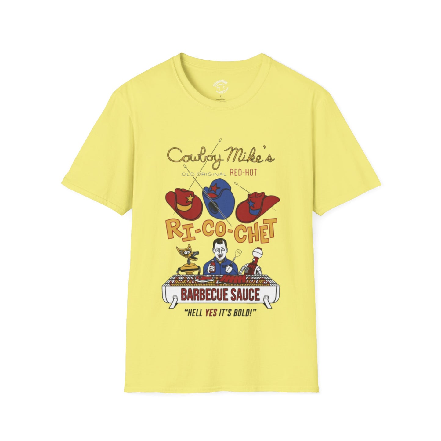 Cowboy Mike's Ri-Co-Chet Barbecue Sauce T-Shirt — Retro MST3K BBQ Graphic Tee