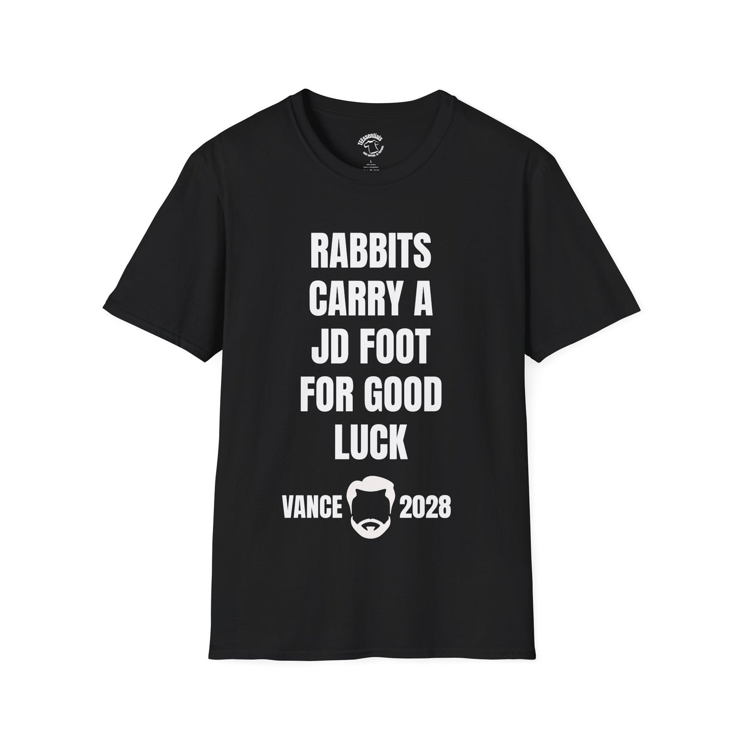 Vance 2028 Funny Political T‑Shirt — "Rabbits Carry a JD Foot for Good Luck" Graphic Tee