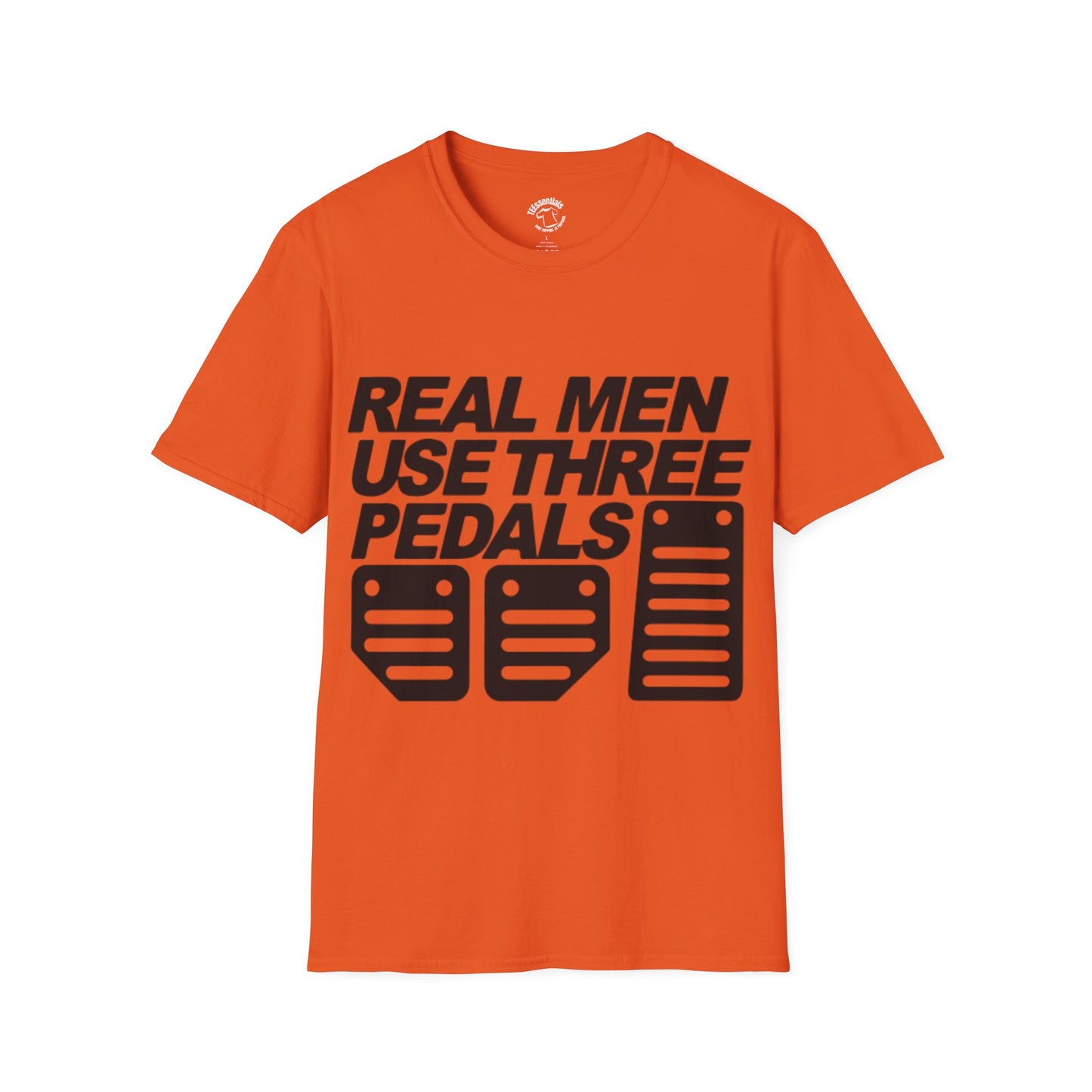Real Men Use Three Pedals - Unisex Softstyle T-Shirt