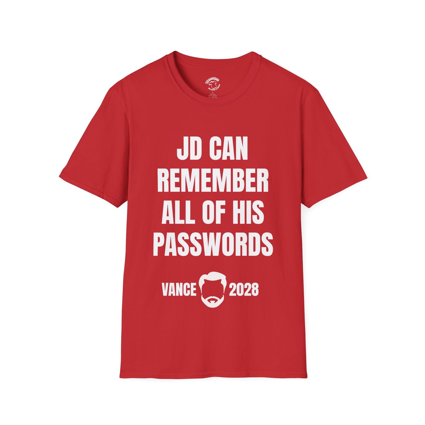 Funny Political Tee - "JD Can Remember All Of His Passwords" Vance 2028
