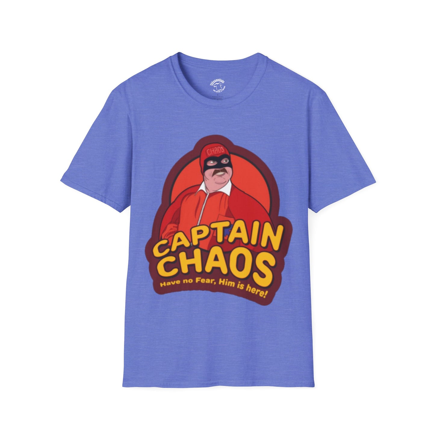 Captain Chaos Graphic T-Shirt — 'Have No Fear, Him is Here!' Retro Superhero Tee