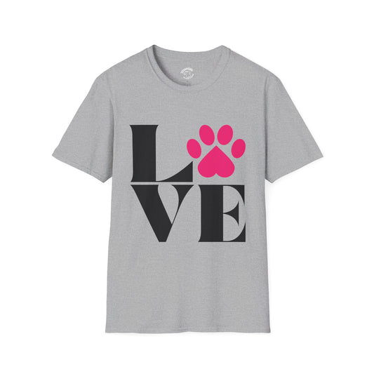 Love Paw T-Shirt — Pink Paw Print Pet Lover Tee