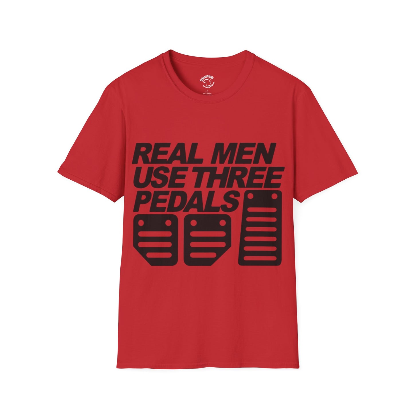 Real Men Use Three Pedals - Unisex Softstyle T-Shirt
