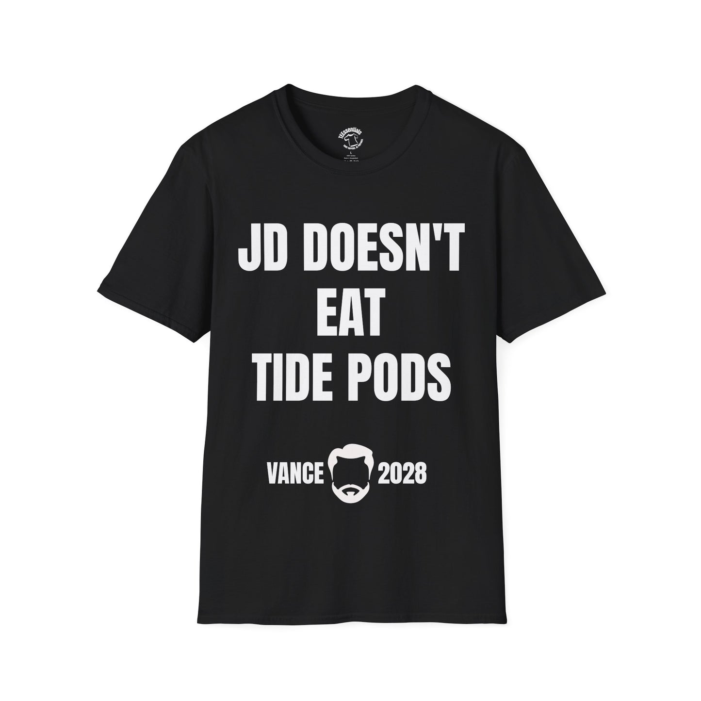Political Campaign T-Shirt — “JD Doesn’t Eat Tide Pods” Vance 2028